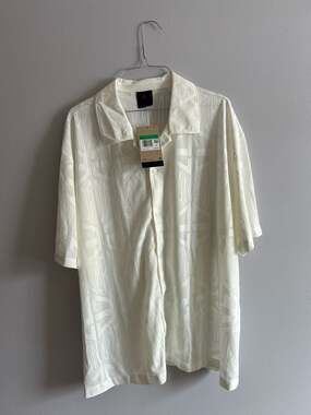 Jordan Flight Short-Sleeve Knit Top Jacquard Button Up Shirt - Sail/White